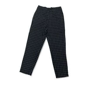 Princess Polly Black Checkered Ankle Pants Size 4 — Slim Tapered Grid Print